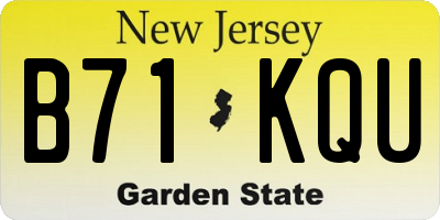 NJ license plate B71KQU