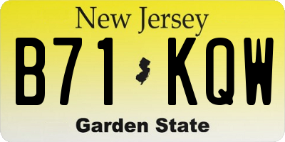 NJ license plate B71KQW