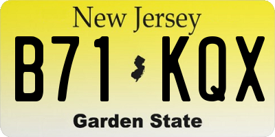 NJ license plate B71KQX
