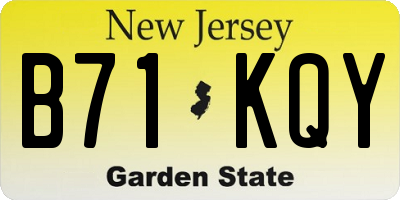NJ license plate B71KQY