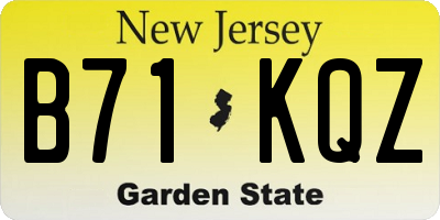 NJ license plate B71KQZ