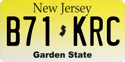 NJ license plate B71KRC