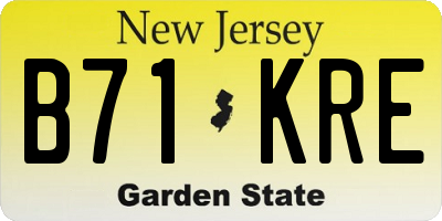 NJ license plate B71KRE
