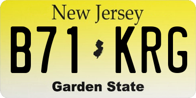 NJ license plate B71KRG