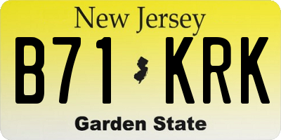NJ license plate B71KRK