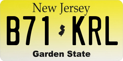 NJ license plate B71KRL