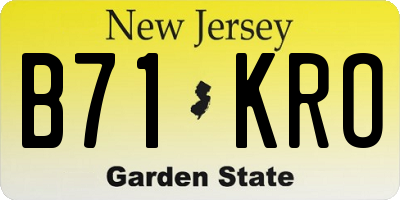 NJ license plate B71KRO