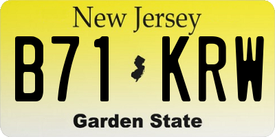 NJ license plate B71KRW