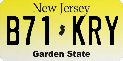 NJ license plate B71KRY