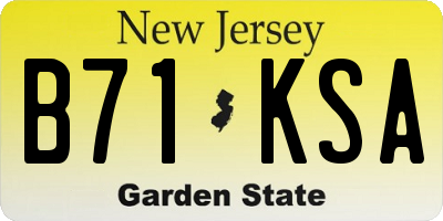 NJ license plate B71KSA