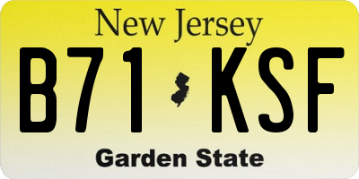 NJ license plate B71KSF