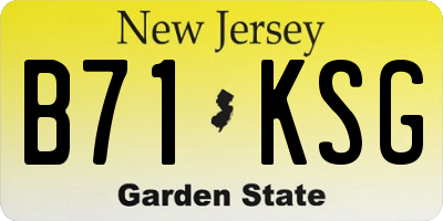 NJ license plate B71KSG