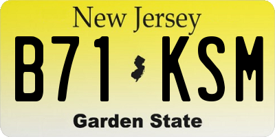 NJ license plate B71KSM