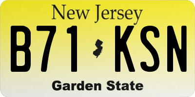 NJ license plate B71KSN