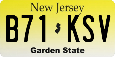 NJ license plate B71KSV