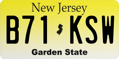 NJ license plate B71KSW