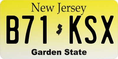 NJ license plate B71KSX