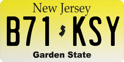 NJ license plate B71KSY