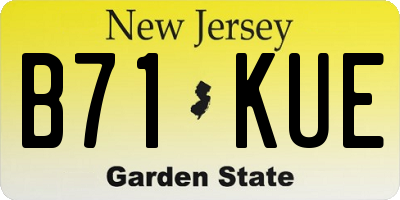 NJ license plate B71KUE