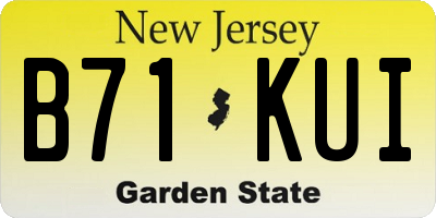 NJ license plate B71KUI