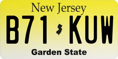 NJ license plate B71KUW