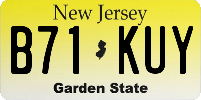 NJ license plate B71KUY