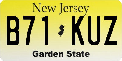 NJ license plate B71KUZ