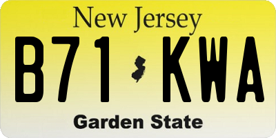 NJ license plate B71KWA