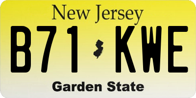 NJ license plate B71KWE