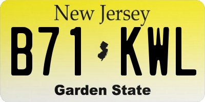 NJ license plate B71KWL