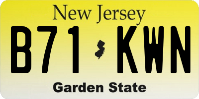 NJ license plate B71KWN