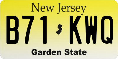 NJ license plate B71KWQ