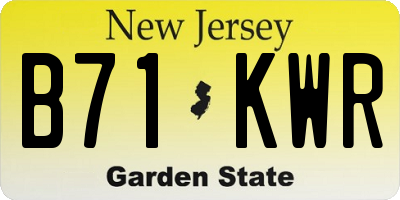 NJ license plate B71KWR