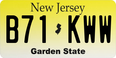 NJ license plate B71KWW