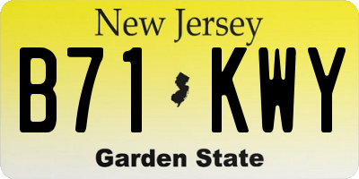 NJ license plate B71KWY