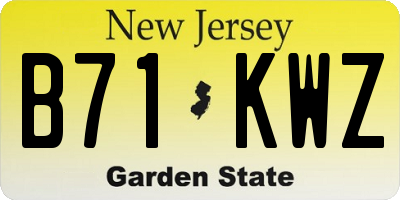 NJ license plate B71KWZ