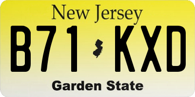NJ license plate B71KXD