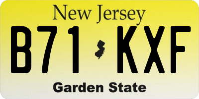 NJ license plate B71KXF
