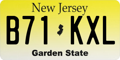 NJ license plate B71KXL