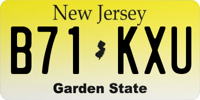 NJ license plate B71KXU