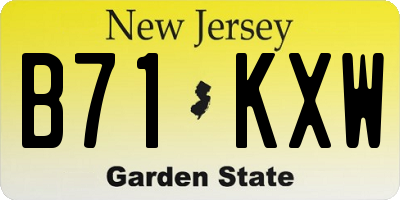 NJ license plate B71KXW