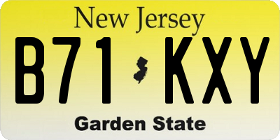 NJ license plate B71KXY