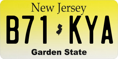 NJ license plate B71KYA