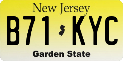 NJ license plate B71KYC