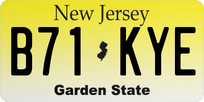 NJ license plate B71KYE