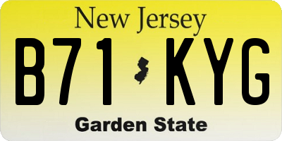 NJ license plate B71KYG