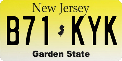 NJ license plate B71KYK