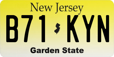 NJ license plate B71KYN