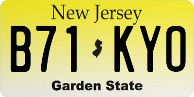 NJ license plate B71KYO
