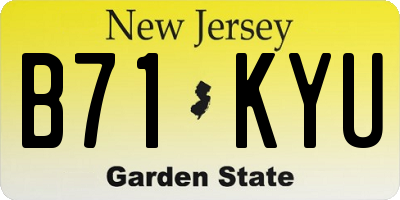 NJ license plate B71KYU